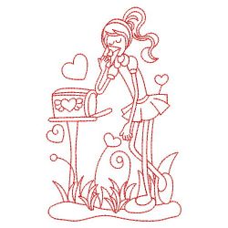 Redwork Valentine Girl 06(Md) machine embroidery designs