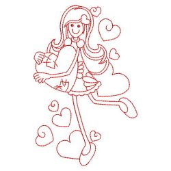 Redwork Valentine Girl 07(Lg) machine embroidery designs