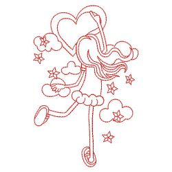 Redwork Valentine Girl 08(Md) machine embroidery designs