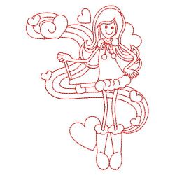 Redwork Valentine Girl 09(Sm) machine embroidery designs