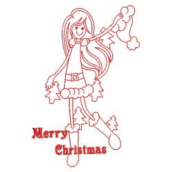 Redwork Christmas Girl(Md) machine embroidery designs
