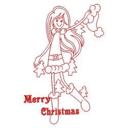 Redwork Christmas Girl(Lg) machine embroidery designs