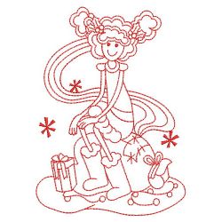 Redwork Christmas Girl 03(Sm) machine embroidery designs