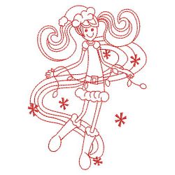Redwork Christmas Girl 05(Md) machine embroidery designs