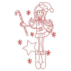 Redwork Christmas Girl 06(Md) machine embroidery designs