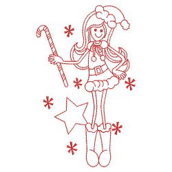 Redwork Christmas Girl 06(Sm) machine embroidery designs