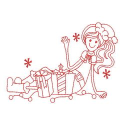 Redwork Christmas Girl 07(Md) machine embroidery designs