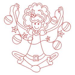 Redwork Christmas Girl 08(Md) machine embroidery designs