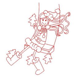 Redwork Christmas Girl 09(Md) machine embroidery designs