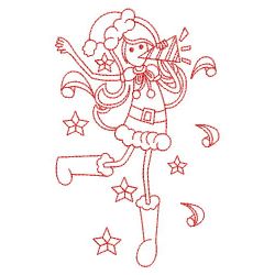 Redwork Christmas Girl 10(Md) machine embroidery designs