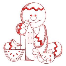 Redwork Country Gingerbread Man 02(Md) machine embroidery designs