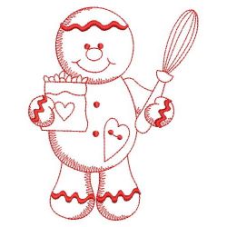 Redwork Country Gingerbread Man 04(Md) machine embroidery designs
