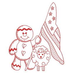 Redwork Country Gingerbread Man 09(Md) machine embroidery designs