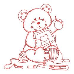 Redwork Sewing Bear 05(Md) machine embroidery designs