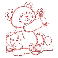 Redwork Sewing Bear 09(Sm)