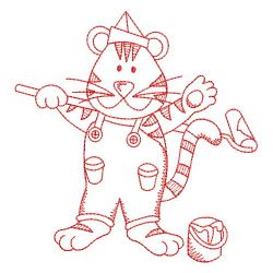 Redwork Occupation Bear 04(Md) machine embroidery designs