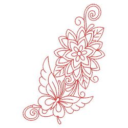 Redwork Butterfly and Flower 08(Lg) machine embroidery designs
