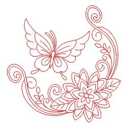 Redwork Butterfly and Flower 10(Md) machine embroidery designs