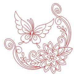 Redwork Butterfly and Flower 10(Md)