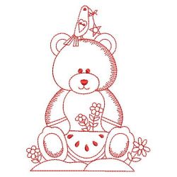Redwork Garden Bear 01(Lg) machine embroidery designs