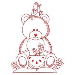 Redwork Garden Bear 01(Sm) machine embroidery designs