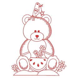 Redwork Garden Bear 01(Sm) machine embroidery designs