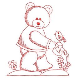 Redwork Garden Bear 02(Sm)