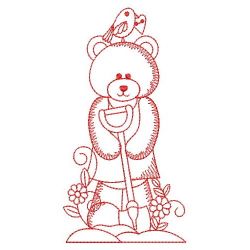 Redwork Garden Bear 03(Lg) machine embroidery designs