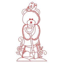 Redwork Garden Bear 03(Sm)