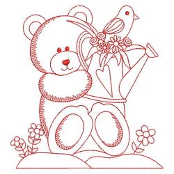 Redwork Garden Bear 04(Sm) machine embroidery designs