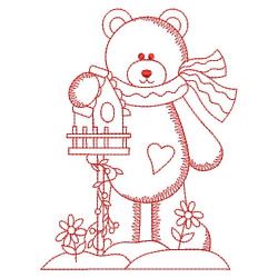 Redwork Garden Bear 05(Sm) machine embroidery designs