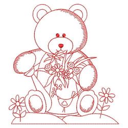 Redwork Garden Bear 06(Sm) machine embroidery designs