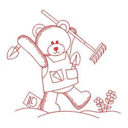 Redwork Garden Bear 10(Lg) machine embroidery designs