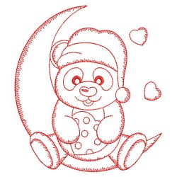 Redwork Happy Panda 04(Md) machine embroidery designs
