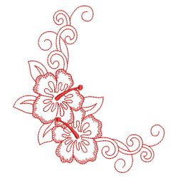 Redwork Hibiscus 02(Lg) machine embroidery designs