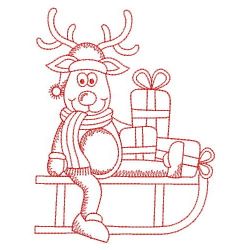 Redwork Christmas Reindeer 09(Lg)