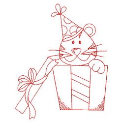 Redwork Birthday Tiger(Md) machine embroidery designs