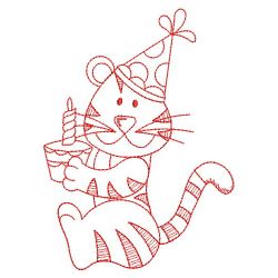 Redwork Birthday Tiger 02(Lg) machine embroidery designs