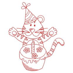 Redwork Birthday Tiger 03(Sm) machine embroidery designs