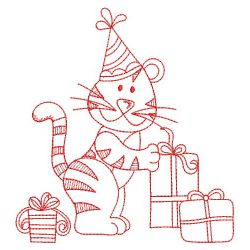 Redwork Birthday Tiger 04(Md)