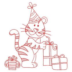 Redwork Birthday Tiger 04(Lg)