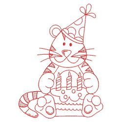 Redwork Birthday Tiger 05(Md) machine embroidery designs