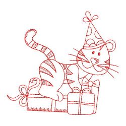 Redwork Birthday Tiger 07(Sm) machine embroidery designs