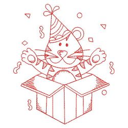 Redwork Birthday Tiger 08(Md)