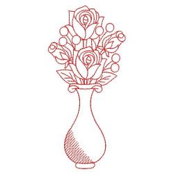 Redwork Flower Vases 01(Md) machine embroidery designs