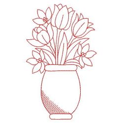 Redwork Flower Vases 06(Md) machine embroidery designs