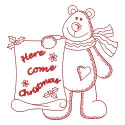 Redwork Christmas Bear(Md) machine embroidery designs