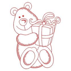 Redwork Christmas Bear 04(Md) machine embroidery designs