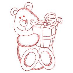 Redwork Christmas Bear 04(Lg)