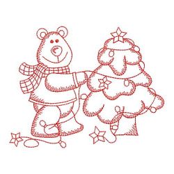 Redwork Christmas Bear 07(Md) machine embroidery designs
